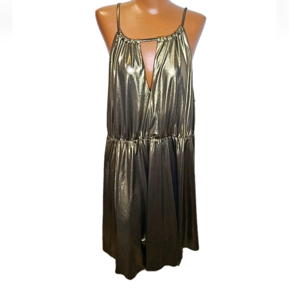 Torrid Halter Skater Dress Woman Plus 3X Gold Shimmer Mini Party Rockabilly Nwt - Picture 5 of 11
